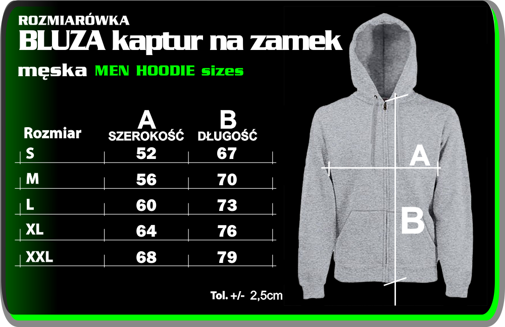 rozmiarówka męska bluza z kapturem na zamek